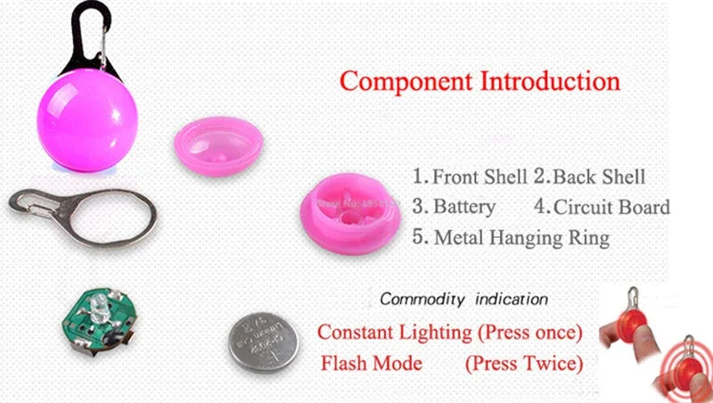 Flashing Glowing Dog Collar LED Night Safety Pet Accessories for Cats Dogs with Decorative Pendant Prevent Lost Small Pets