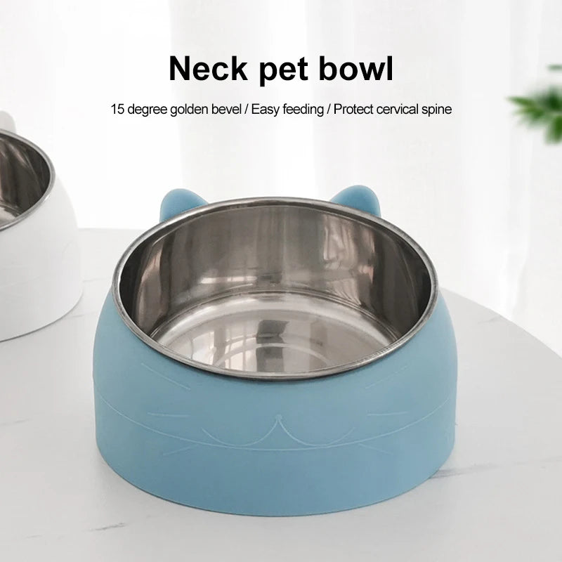 Inclined Cat Feeding Bowl - Stainless Steel | Creative Design for Pets