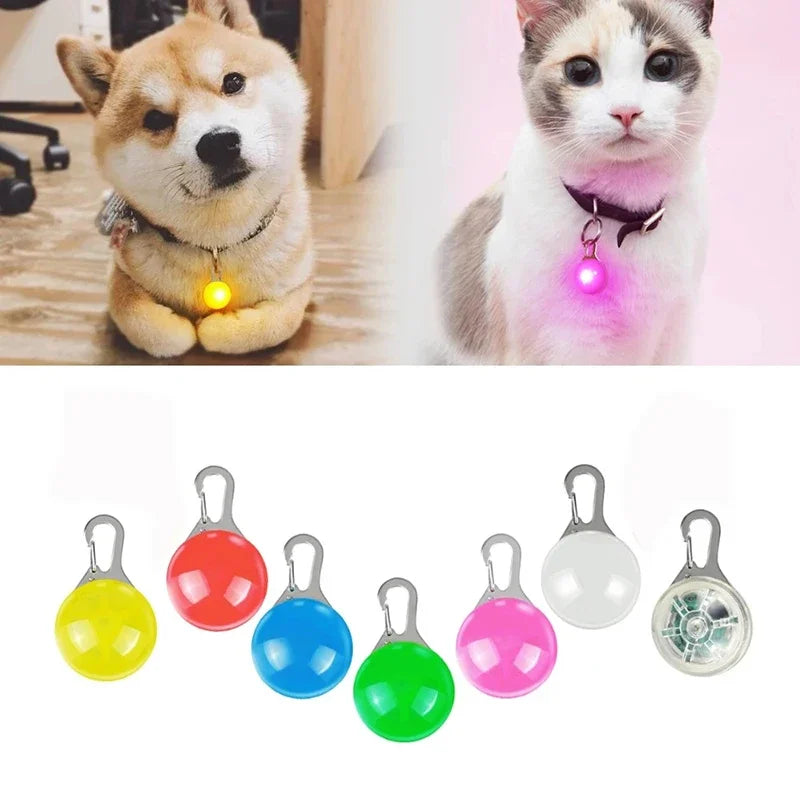 Flashing Glowing Dog Collar LED Night Safety Pet Accessories for Cats Dogs with Decorative Pendant Prevent Lost Small Pets