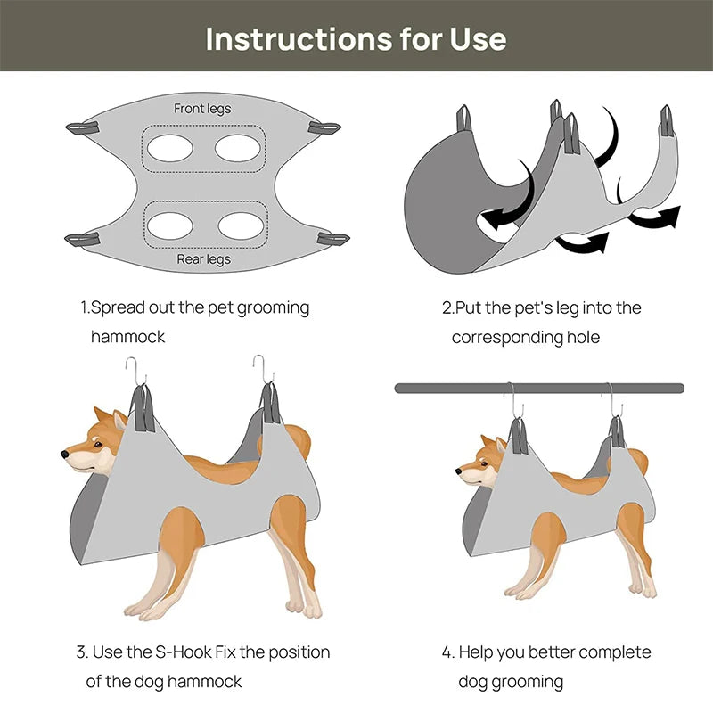 Pet Hammock Repairing Nail Auxiliary Holder Cat Dog Grooming Hammock Restraint Bag with 2 Hooks Cat Grooming Cleaning Holder