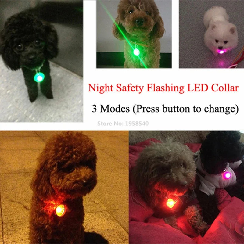 Flashing Glowing Dog Collar LED Night Safety Pet Accessories for Cats Dogs with Decorative Pendant Prevent Lost Small Pets