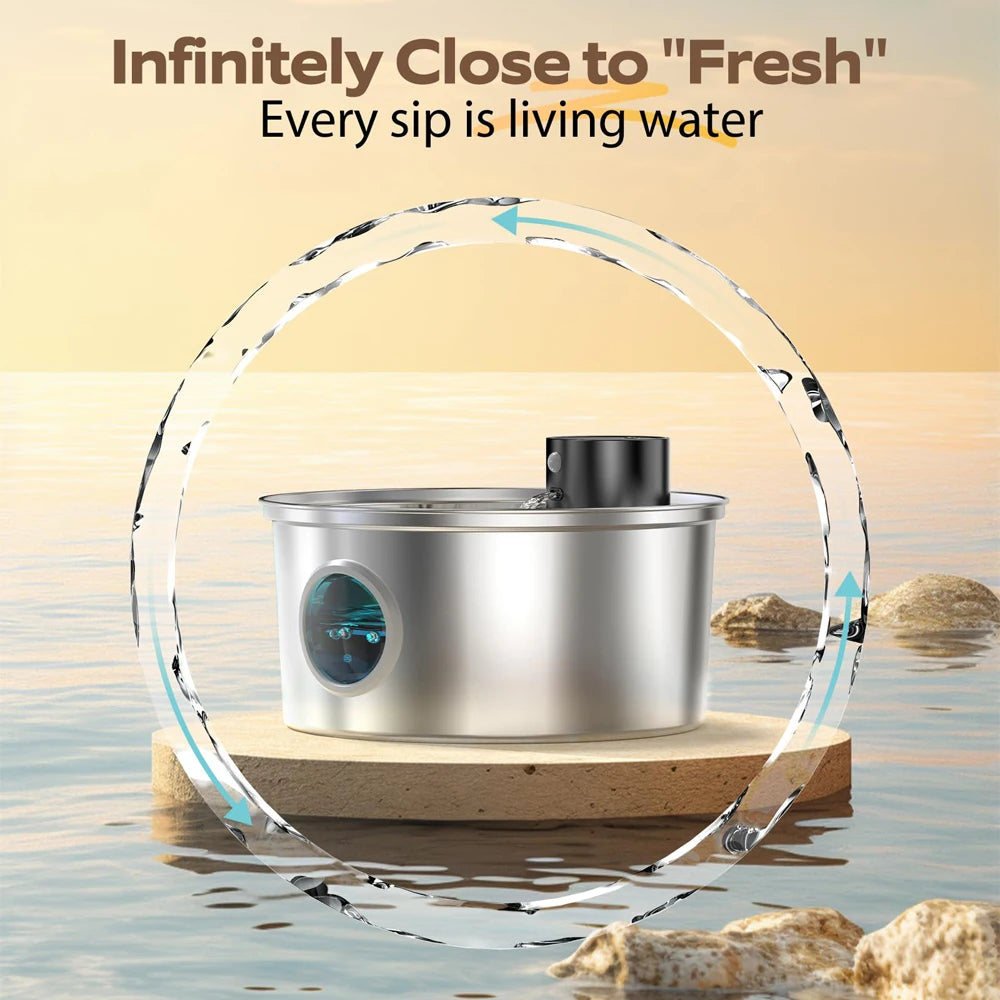 Cat Water Fountain - 3.2L Recharge 5V USB Automatic Sensor Stainless Steel