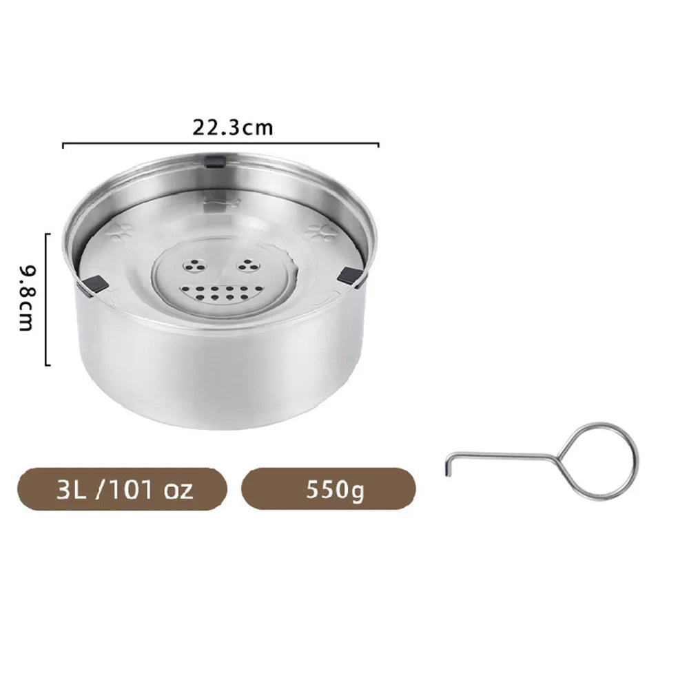 Dog Water Fountain - Stainless Steel Floating Bowl - No Spill Dispenser