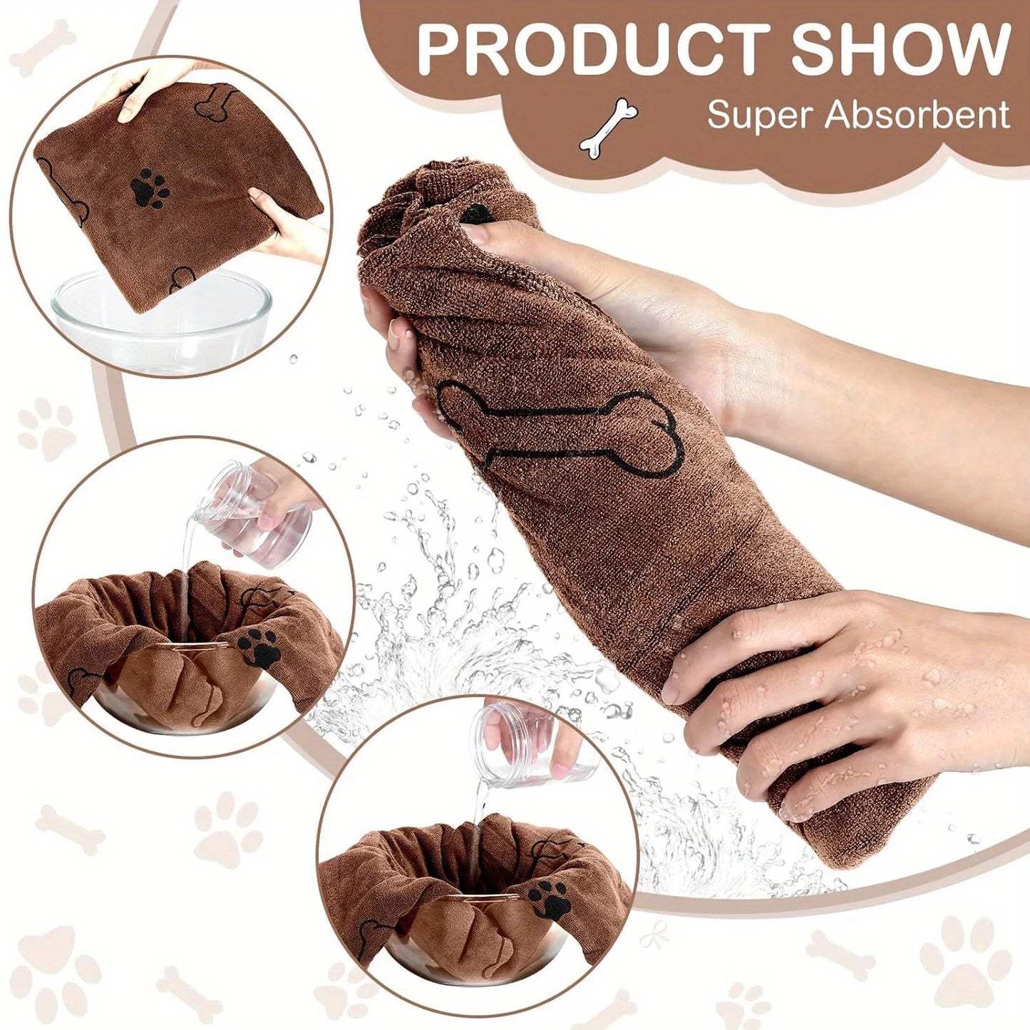 Dog Towels,Quick-Dry Microfiber - Absorbent Pet Bath & Paw Cleaning Cloths for Medium Breeds, 40x24 Inch