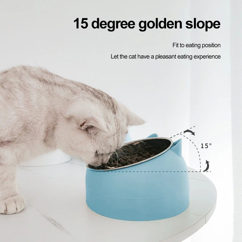 Inclined Cat Feeding Bowl - Stainless Steel | Creative Design for Pets
