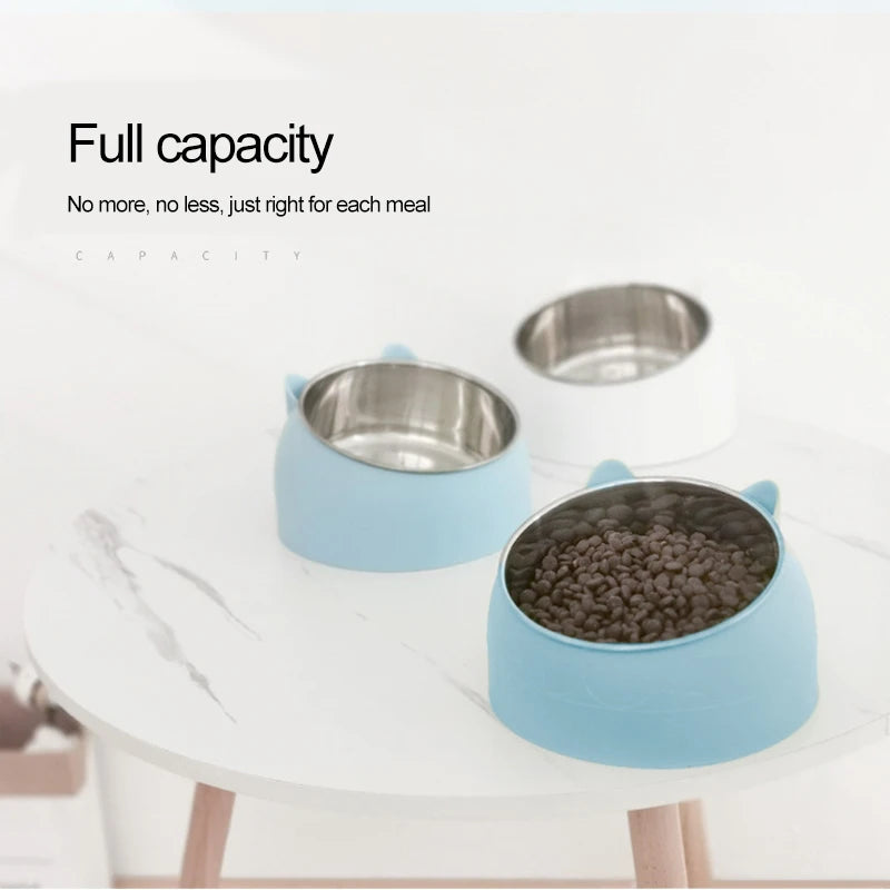 Inclined Cat Feeding Bowl - Stainless Steel | Creative Design for Pets