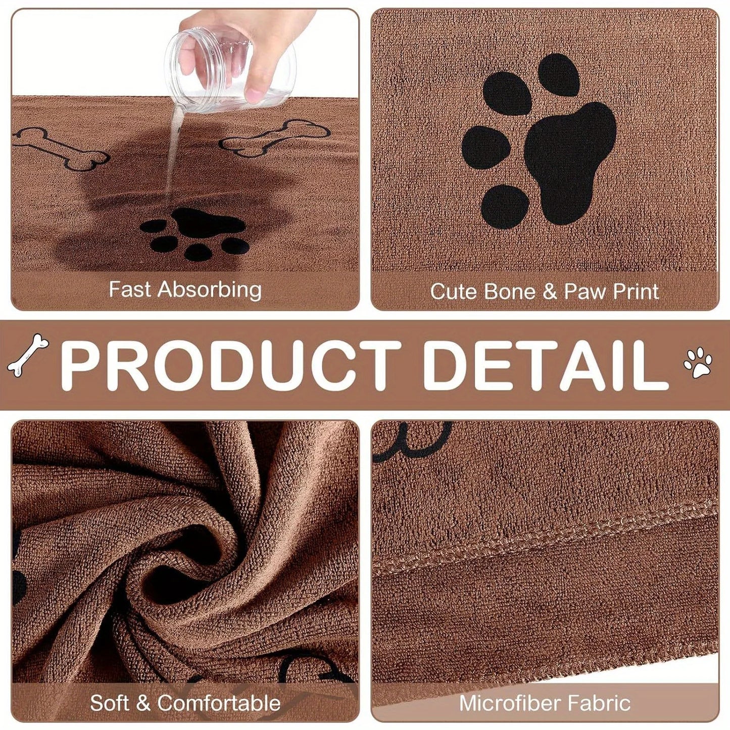 Dog Towels,Quick-Dry Microfiber  - Absorbent Pet Bath & Paw Cleaning Cloths for Medium Breeds, 40x24 Inch